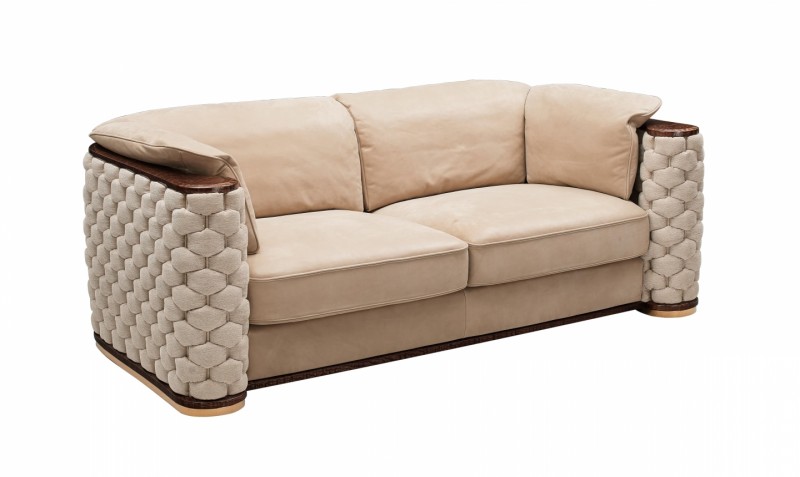 Дизайнерский двухместный диван NUVOLE  LOVE SEAT (Комбинированная кожа B+Ткань)