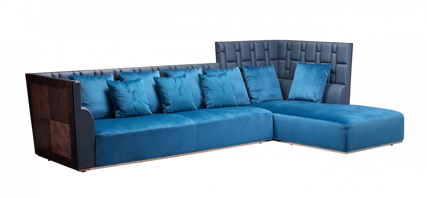 Дизайнерский угловой диван KASABIAN SOFA (Итальянская кожа А +Ткань)